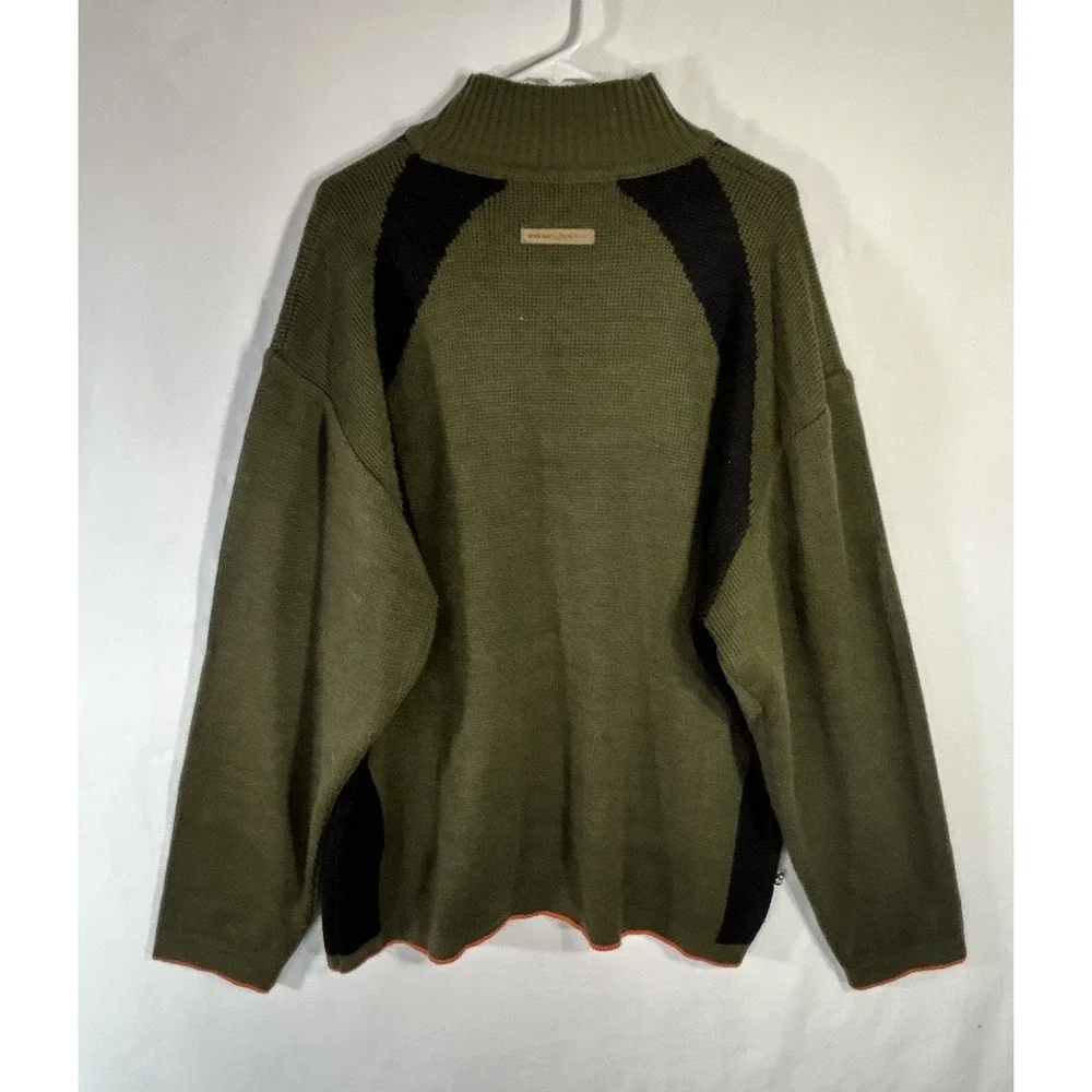 Vintage Y2K Phat Farm Knit Sweater Men's XXXL Olive Green Mock Neck Streetwear